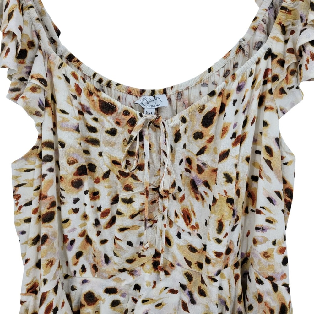 Sofia Jeans Ruffle Off Shoulder Midi Dress Sz XXL Cream Speckled Sweetheart Boho